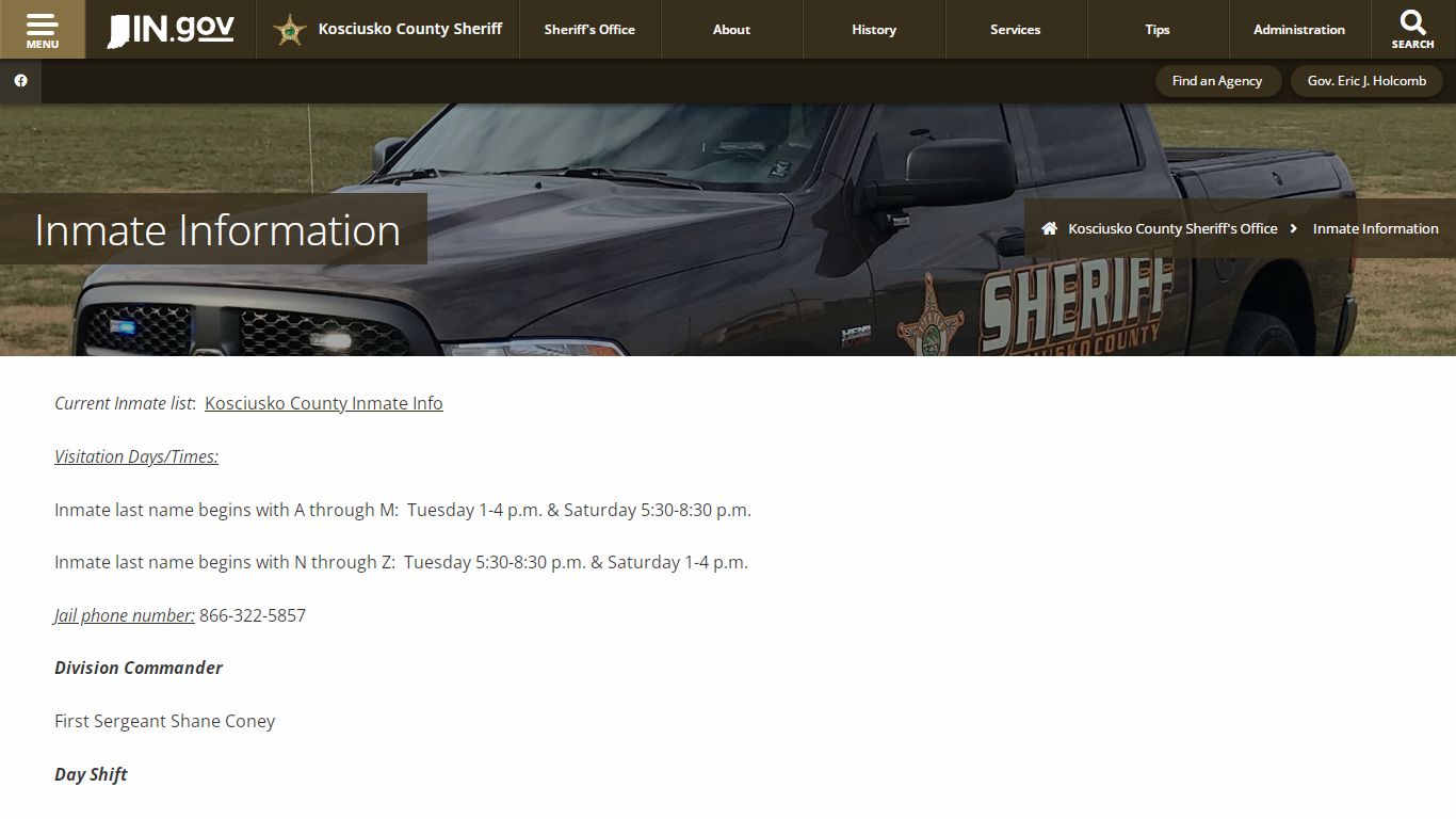 Kosciusko County Sheriff's Office: Inmate Information